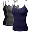 Emmalise Women's Built-in Bra Camisole | Wireless Shelf Bra Cami Tank, Brown, Large