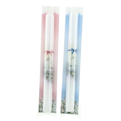 Vela de Bautismo en caja de exhibición - Vela cristiana - Culto cristiano en cera vegetal