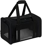 Transporteur de chats, Echohana Transporteurs Cat approuvés par la compagnie aérienne pour les chats moyens, Transporteur Cat Soft 2 Chats avec mise à niveau Zippers et bande réfléchissante, porte-animal collapsible adapté pour chiot et chaton, noir