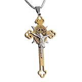 KRRKQH Girl Products - Colgante de Plata de Ley con diseño religioso de San Benito, Amuleto católico, crucifijo para Hombres, Collar con Cruz de Jesús