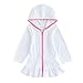 Girls Knit Swimsuit Coverup Crewneck Short Sleeve Beach Bathing Suit Fashion Dress with Pockets 5 to 14 Years White 7 to 8 Years