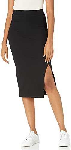 The Drop Women's Veronique High Waist Slit Skirt Skirt, -Black, M