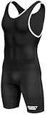 Exxact Sports Plain Youth Wrestling Singlet For Boys, Premium Powerlifting Singlet, Kids Wrestling Singlets For Training - (Black, YM)