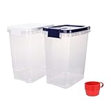MIOKIL 2 Pack Large Food Storage Containers 9L/ 304OZ, BPA Free Plastic Food Storage Canisters for Flour, Sugar, Baking Supplies, Pet food storage,with Measuring Cups