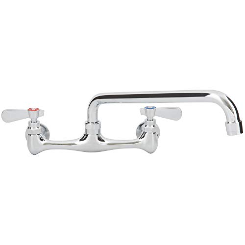 Commercial Wall Mount Kitchen Sink Faucet 8 Inches Centers With 12 Inches Swing Spout #TOP1