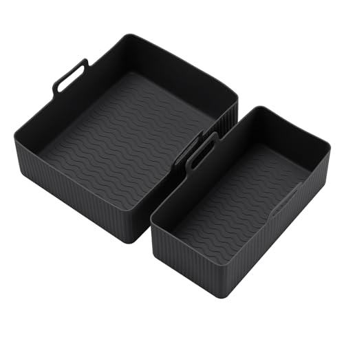 2 moldes de silicona para Philips Dual Basket Airfryer Serie 3000, molde de silicona para freidora de aire caliente, accesorios para Tefal EY9018 5,2/3,1 L, Cecotec 5,5/3,5 L, Lakeland 5L/3L, molde de