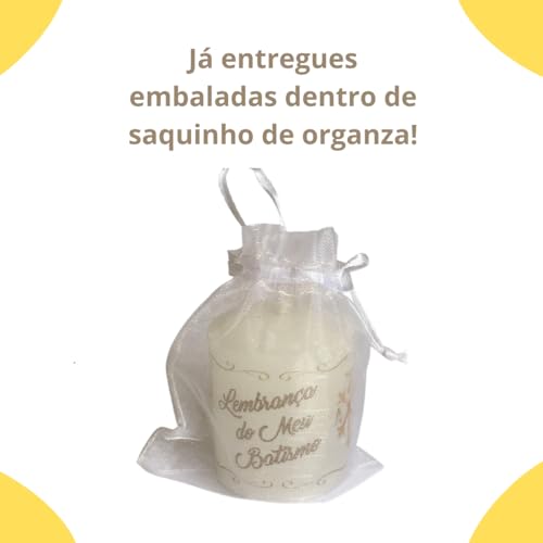 15 Velas De Lembrancinha De BATIZADO, BATISMO, Com Embalagem De Organza e Essência de Verbena. 3,5 C