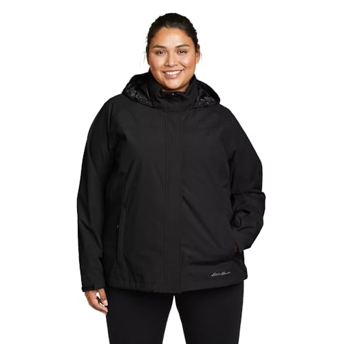 Eddie Bauer Women's Rainfoil Packable Jacket, Black Recycled, Large