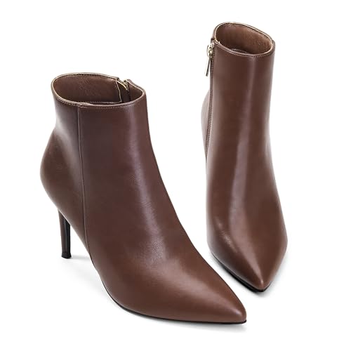 Elisabet Tang stylish fall winter heeled ankle boots for women 3.14 inch - Cute closed toe pointy stiletto booties for work party travel4