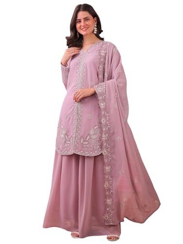 Image of Women's Embroidered Kurta Palazzo Set with Dupatta,Ethnic Suit, for Festive