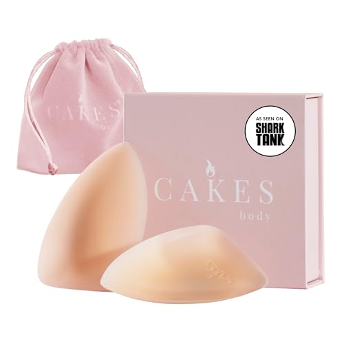 CAKES Body Grippy (Non-Adhesive) Triangle Nipple Covers for Women - Silicone Nipple Covers with Travel Pouch - Reusable Triangle Design for Tricky Tops & Swimwear - Honey OG Size (A-DD)