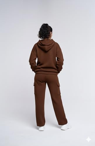 Image of GRECIILOOKS Co-ord Set for Women Stylish | Warm Hooded Hoodie & Pant Set | Winter Wear Womens Dress | Casual Travel & Loungewear Outfit | Oversized Loose Fit Winter Hoodie set