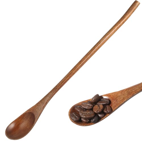 Cuillères en bois à long manche petite taille pour miel dessert et café - 2