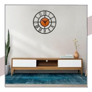 Image of PRAMUKH FASHION Wall Clock Stylish Metal Analog Wall Clock for Living Room, Bedroom, Office, Kitchen, Home and Hall | Antique Fancy Big Size Modern Wall Watch (ST-1 Wooden, 24 INCH)