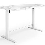 ESMART EMX-121WW 120x60cm Weiß Glas Ergonomischer Steh-Sitz-Schreibtisch Stufenlos elektrisch höhenverstellbar 72-121cm mit Schublade 4X Memory 2 x USB Ports Soft-Start/Stopp Schnelle Montage