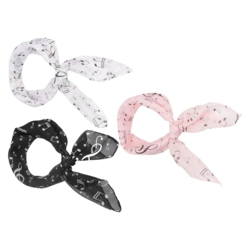 Pañuelos de gasa Lurrose con estampado de notas musicales para cuello y diademas de mujer