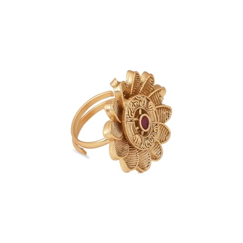 Image of I Jewels Gold Plated Traditional Design Comfort Fit Adjustable Finger Ring For Women
