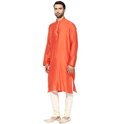 Kurta Benarasi de algodón de seda magenta para hombre túnica tradicional 3