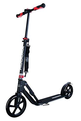 HUDORA 230 Kick Scooter for Adults, Big PU Wheels, Folding Frame, Adjustable Height (Black)