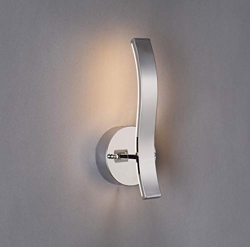 sparksor - Lámpara de pared LED 10 W LED Lámpara de pared moderno luz blanca cálida metal mate cromado [Clase energética A + +] Cover