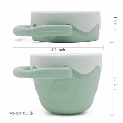 Image of Moonkie Baby Snack Cups for Toddlers No Spill, Collapsible Silicone Containers for Girl, Snack Catchers with Lid for Kids (Folding Green)
