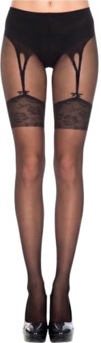 Image of ToBeInStyle Women's Faux Thigh High Opaque Print Nylon Tights