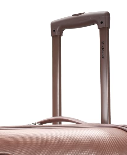 Image of Rockland Melbourne Hardside Expandable Spinner Wheel Luggage, Checked Large 28 inch, Rose Gold