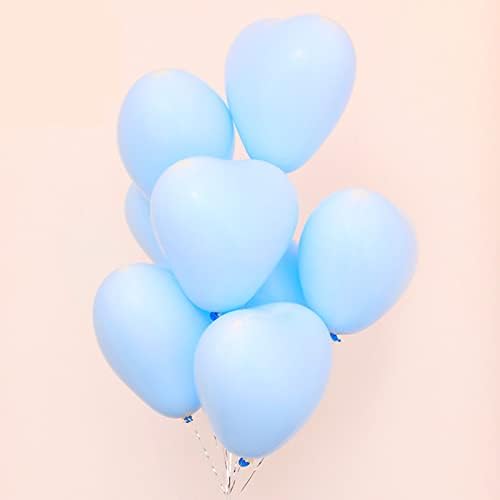 50 Pcs Baby Blue Heart Balloons Light Blue Balloons Heart Shaped Decorations for Baby Shower Birthday Party Valentines Graduation Wedding Anniversary (Baby Blue)