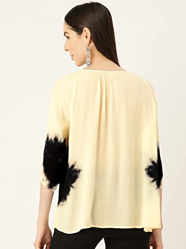 Image of Maaesa Rayon Top (X-Large, Beige Black)