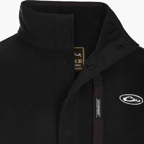 Image of Drake Waterfowl Men's Camp 2.0 Fleece Pullover | Hunting Anti-Pill Moisture Wicking 1 /4 Neck Snap Sweater with Chest Pocket