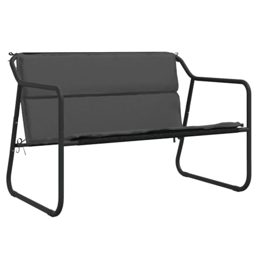 Salon de jardin textilène coussins épais table basse acier anthracite
