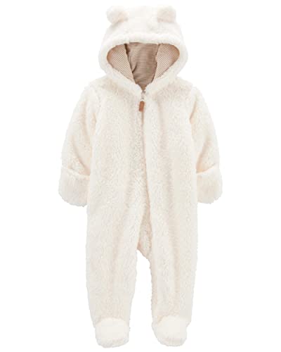 Image of Carter's 0-9 Months Hooded Sherpa Bunting Pram (Vanilla Cream, 9 Months)