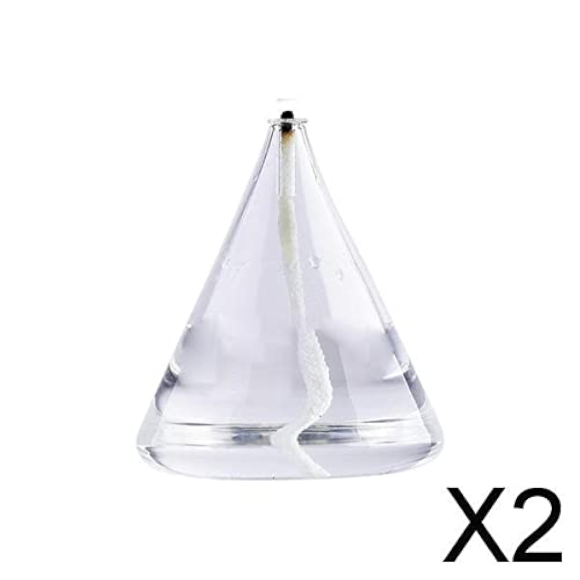 2x Handblown Glass Oil Burning Lamp, Cone