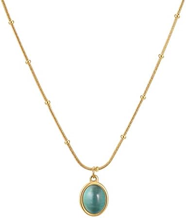 Jade Pendant Necklace for Women 18K Gold Plated Handmade Genuine Jade Necklaces for Women Girls, 18K Gold Plated, Adjustable, Good Luck Jewelry Gifts for Her