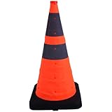 BESEA 28 Inch Collapsible Traffic Cones, Reflective Safety Parking Cones for Driveway, Road, Construction Use – Orange Foldable Design