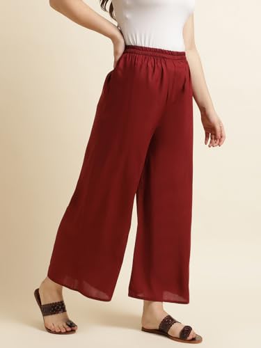 Image of Fabclub Women's Heavy Rayon Solid Plain Palazzo