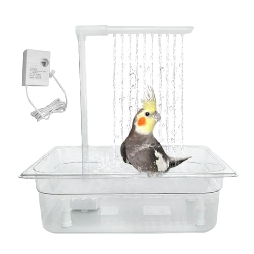 自動オウムバスタブ,鳥用バスシャワーファウンテン - USB電源式ペット用噴水バス コックアティール インコ アフリカングレー コンゴウインコ用