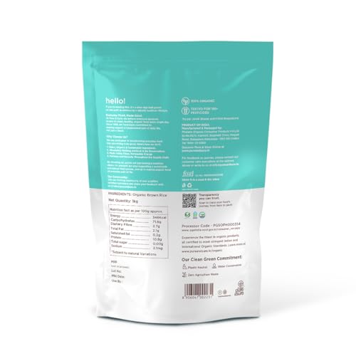 Image of Pure & Sure Organic Brown Rice 1Kg | 100% Naturally Processed & Unpolished Brown Chawal | Rich in Protein & Fiber | Helps to control Diabetes & Blood Pressure