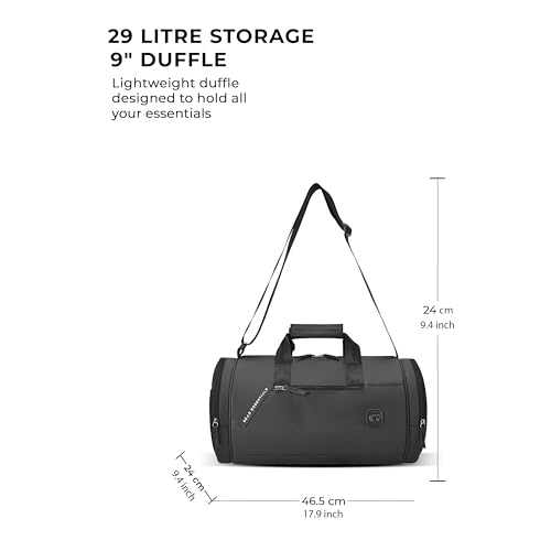 Image of Gear Cross Training 9 inch /29L Faux Leather Large Water Resistant Duffle Bag /Travel Bag /Gym Bag for Men & Women(Black-Black)