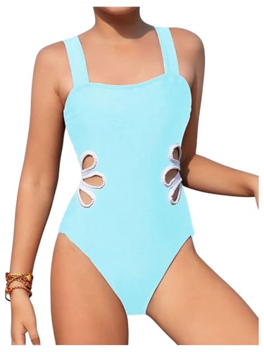 Image of SHENHE Girl's Colorblock Cut Out One Piece Swimsuit Beach Sports Swimwear Bathing Suit