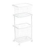 山崎実業(Yamazaki) ランドリーワゴン + バスケット ホワイト 約W41×D30×H93.5cm タワー tower 洗濯カゴ キャスター付き 大容量 3351