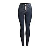 KRTHU Damen Jeans Retro Stretch High Waist Temperament Slim Denim Hose Modische Urban Temperament All-Match-Jeans XL