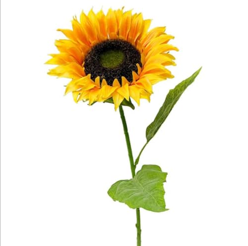Flores Artificiales Decoracion - Girasoles Artificiales con Jarrón de Cristal, Ramos de Flores Artificiales para Decoracion Habitacion y Decoracion Hogar Salon