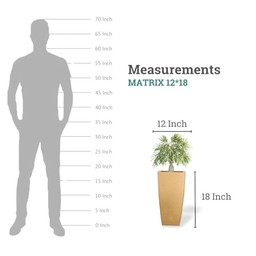 Image of Go Hooked Matrix 18 Inch Big Flower Pot | Outdoor & Indoor Planter for Balcony, Garden & Terrace | Durable Lightweight Decorative Polymer Pot for Live & Artificial Plants (Brown)