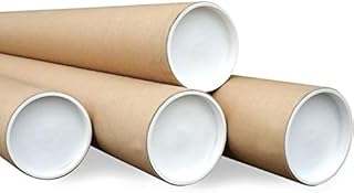 Cardboard Postal Tubes + Plastic End Caps Strong A0 865MM X 76mm Diameter - (5 Tubes)