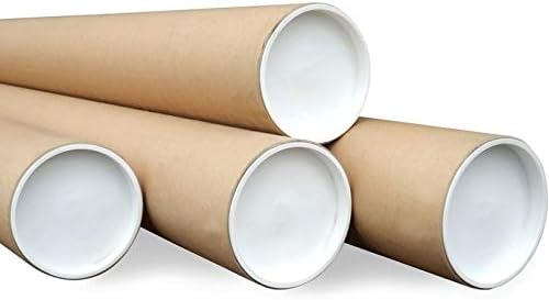Cardboard Postal Tubes + Plastic End Caps Strong A0 865MM X 76mm Diameter - (5 Tubes)