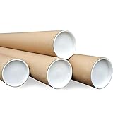 Easy to Pack Cardboard Postal Tubes + Plastic End Caps Strong A4/A3 330MM X 76mm Diameter - (5 Tubes)