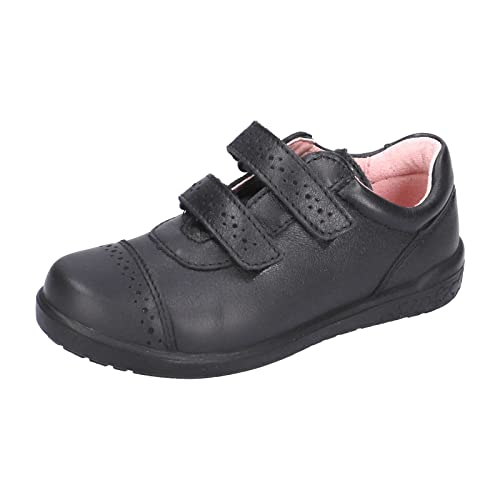 RICOSTA Grace Black Dubai Leather Hook-and-Loop Shoes