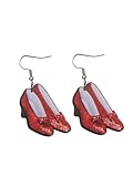 Wicked Cute Pair of Ruby Slippers Drop and Dangle Earrings with Glitter Outline for Oz Costumes