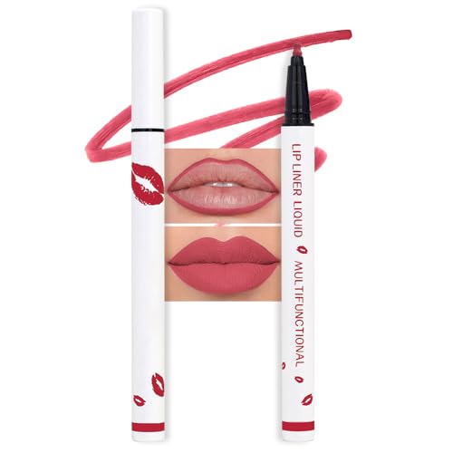 Image of evpct Longwear Liquid Lip Liner Stain Marker Pen Long Lasting Waterproof, Pink Red Matte Semi Permanent 24 Hour Lip Liner and Lipstick Combo, Korean Color Stay Lipliner All Day, Lips Stain peel off